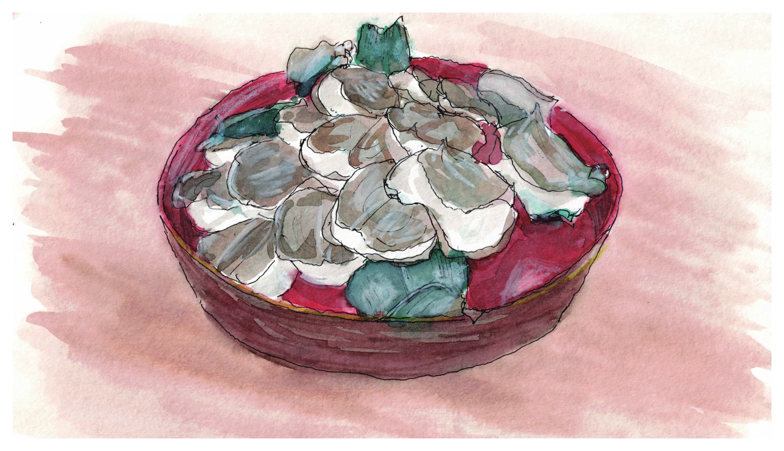 A bowl of shellfish from the Seto Inland Sea, the kind of fresh catch islanders share. / 瀬戸内の貝を盛った鉢。島の人が互いに分け合う海の幸。